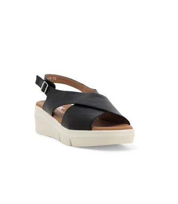 Sandalo platform con fasce incrociate nero r80420q