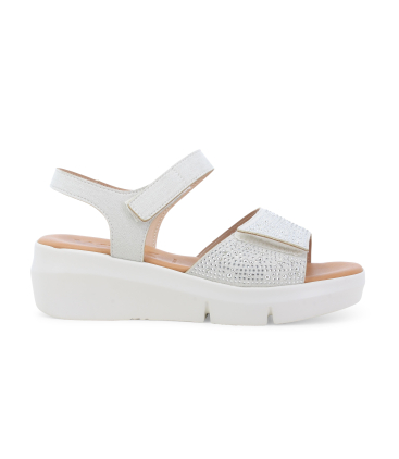 Sandalo platform bianco e argento con strass r80439q