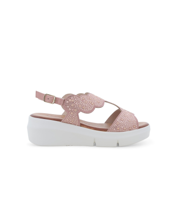 Sandalo donna comodo in camoscio rosa r80440