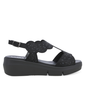Sandalo donna comodo in camoscio nero r80440q