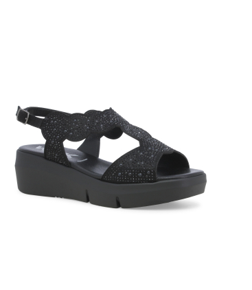 Sandalo donna comodo in camoscio nero r80440q