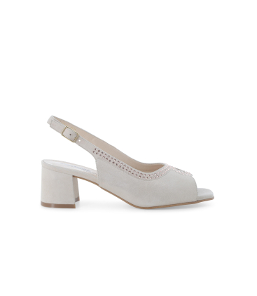 Sandalo donna comodo elegante in camoscio beige kiss s633q