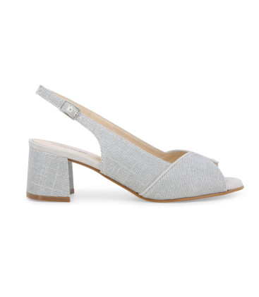 Sandalo comodo elegante in tessuto argento glitterato s634q
