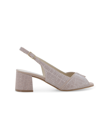 Sandalo comodo elegante in tessuto rosa antico glitterato s634q