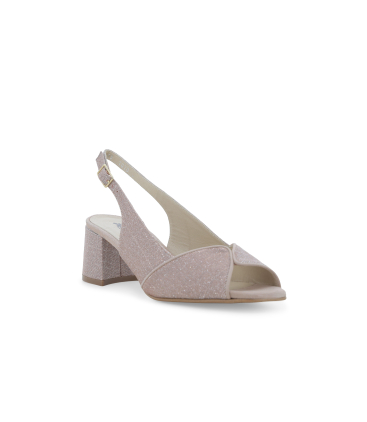 Sandalo comodo elegante in tessuto rosa antico glitterato s634q