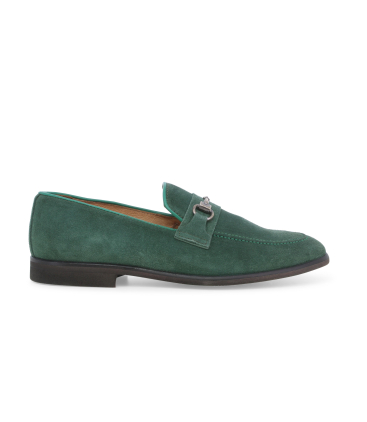 Mocassino uomo in camoscio verde u0741z