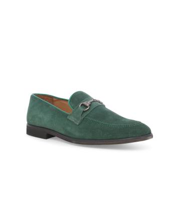 Mocassino uomo in camoscio verde u0741z