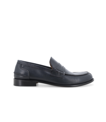 Mocassino comfort in pelle blu liscia u0890q
