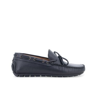 Mocassino caro shoe in camoscio blu con laccetti u16007q