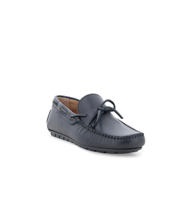 Mocassino caro shoe in camoscio blu con laccetti u16007q