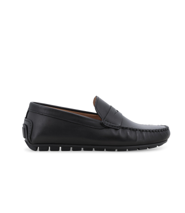 Mocassino driver in pelle nera liscia u16038