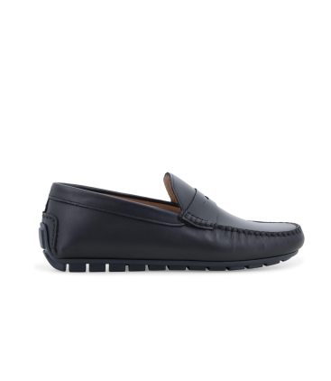 Mocassino driver in pelle blu navy u16038
