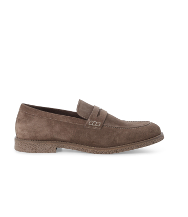 Mocassino uomo in camoscio beige tortora u25008