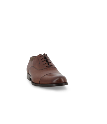 Scarpa stringata classica cap toe in pelle marrone brunito