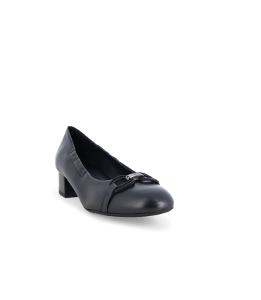 Pumps Damen flachem Absatz aus Leder Schwarz a267