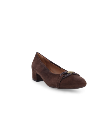 Pumps Damen flachem Absatz aus Wildleder cacao a267