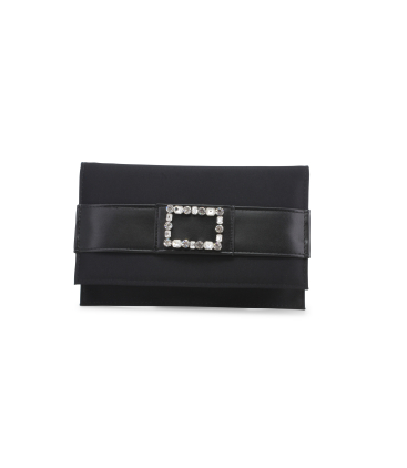 Tasche Pochette mit Umhaengeriemen aus Textil Satin Schwarz bj064