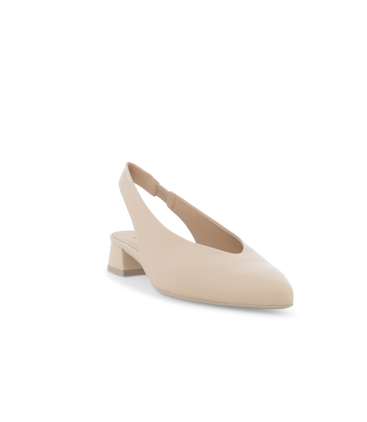 Slingback aus Leder Nude mit flachem Absatz eckig d156q