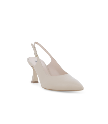Slingback a punta in morbida pelle beige nude d165q