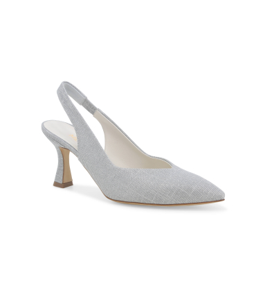 Décolleté donna slingback in tessuto argento d168q