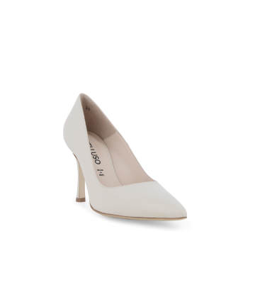 Décolleté sposa classica a punta in pelle panna d189q