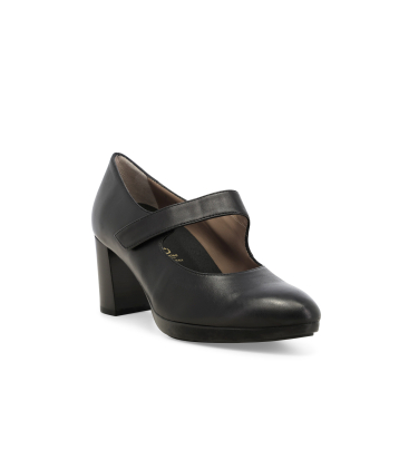 Décolleté donna comodo tacco medio in pelle nero d5153q