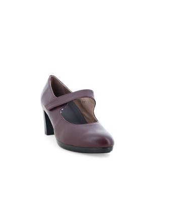 Pumps Damen bequem mittlerem Absatz aus Leder Bordeaux d5153q