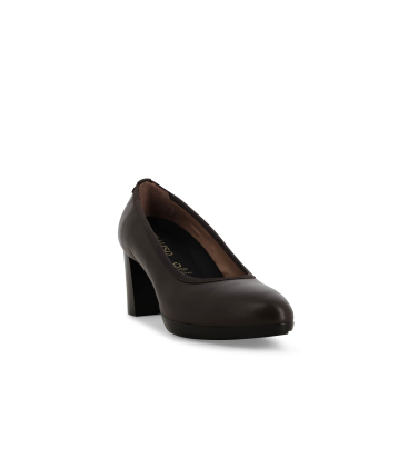 Décolleté donna in pelle marrone d5154q