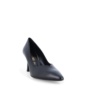 Décolleté donna in elegante e comodo in pelle nero d5203q