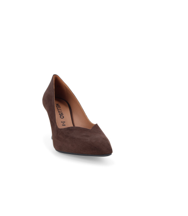Décolleté donna in elegante e comodo in camoscio marrone d5203q