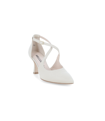 Décolleté colore bianco milk sposa con cinturini incrociati e1631q