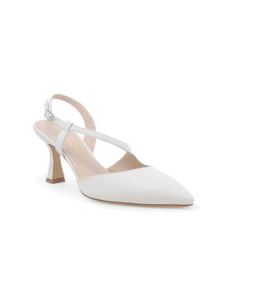Décolleté donna slingback in pelle bianco e1634q