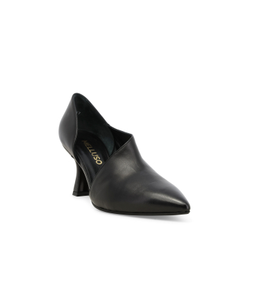 Pumps Damen offen seitlich aus Leder Schwarz e5133q