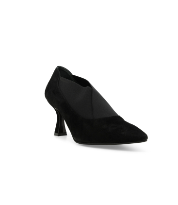 Pumps Damen mit Textil aus Wildleder Schwarz e5134q