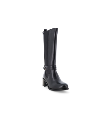 Stivale donna in pelle nero con elastici k36071