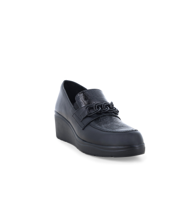 Mokassin bequem Damen aus weich Leder Schwarz k53017q