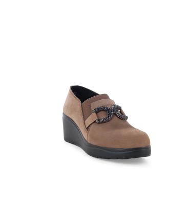 Mokassin bequem Damen aus weich Wildleder Beige ebano k53018q