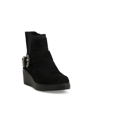 Stivaletto comodo donna in morbido camoscio nero k53019q