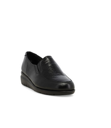 Mocassino comodo donna in morbida pelle nero k55242q