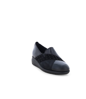 Mocassino comodo donna in morbida pelle nero k55244