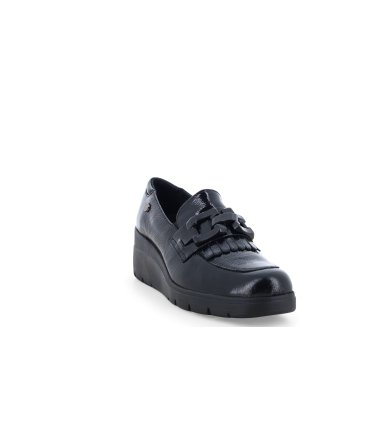 Mocassino comodo donna in morbida pelle nero k55302