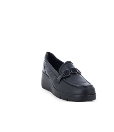 Mocassino comodo donna in morbida pelle nero k55312
