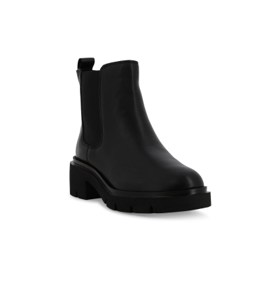 Stivaletto donna in pelle nero con elastico laterale e cerniera k55517q