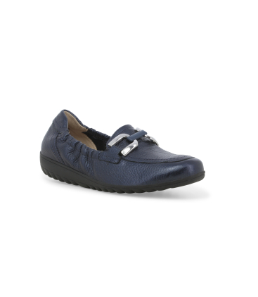 Mokassin weich aus Leder Marineblau mit Schnalle k60109bk