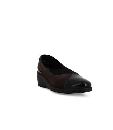 Pumps Damen bequem aus Lackleder und Wildleder Braun k91616q