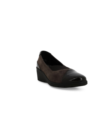 Pumps Damen bequem aus Lackleder und Wildleder Braun k91616q