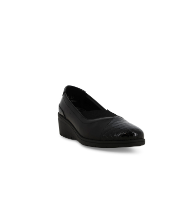 Pumps Damen bequem aus Lackleder und Leder Schwarz k91616q