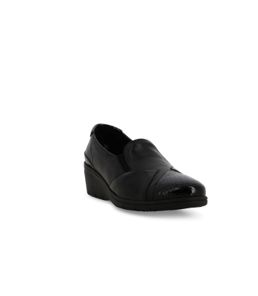 Mocassino donna comodo in morbida pelle e vernice sioux nero k91617q