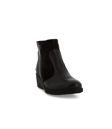 Stivaletto donna comodo in pelle e camoscio marrone k91624q