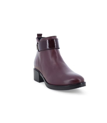 Stivaletto donna in pelle bordo con fibbia k91865q